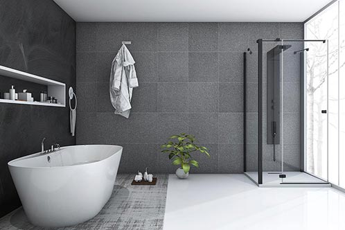3d rendering modern style bathroom with nice winter view