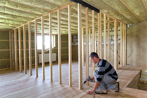 Interior Attic Insulated Room with Oak Floor Reconstruction 